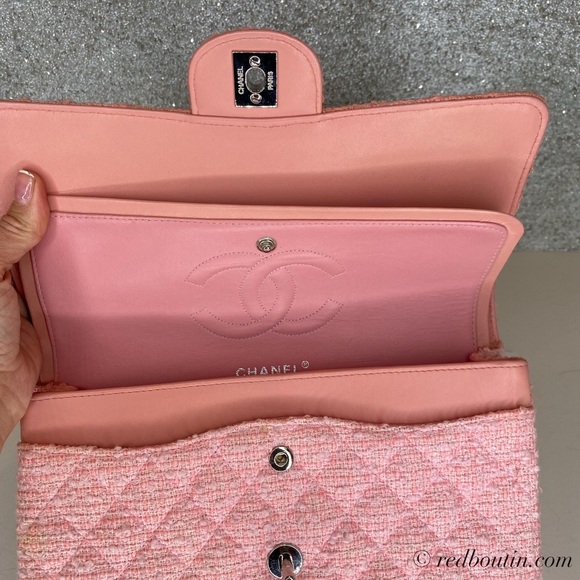 ❤️Sold Chanel Classic Pink Tweed Double Flap Bag s - Picture 4 of 8